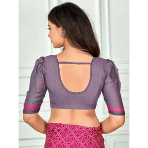 Magenta Printed Chiffon Saree