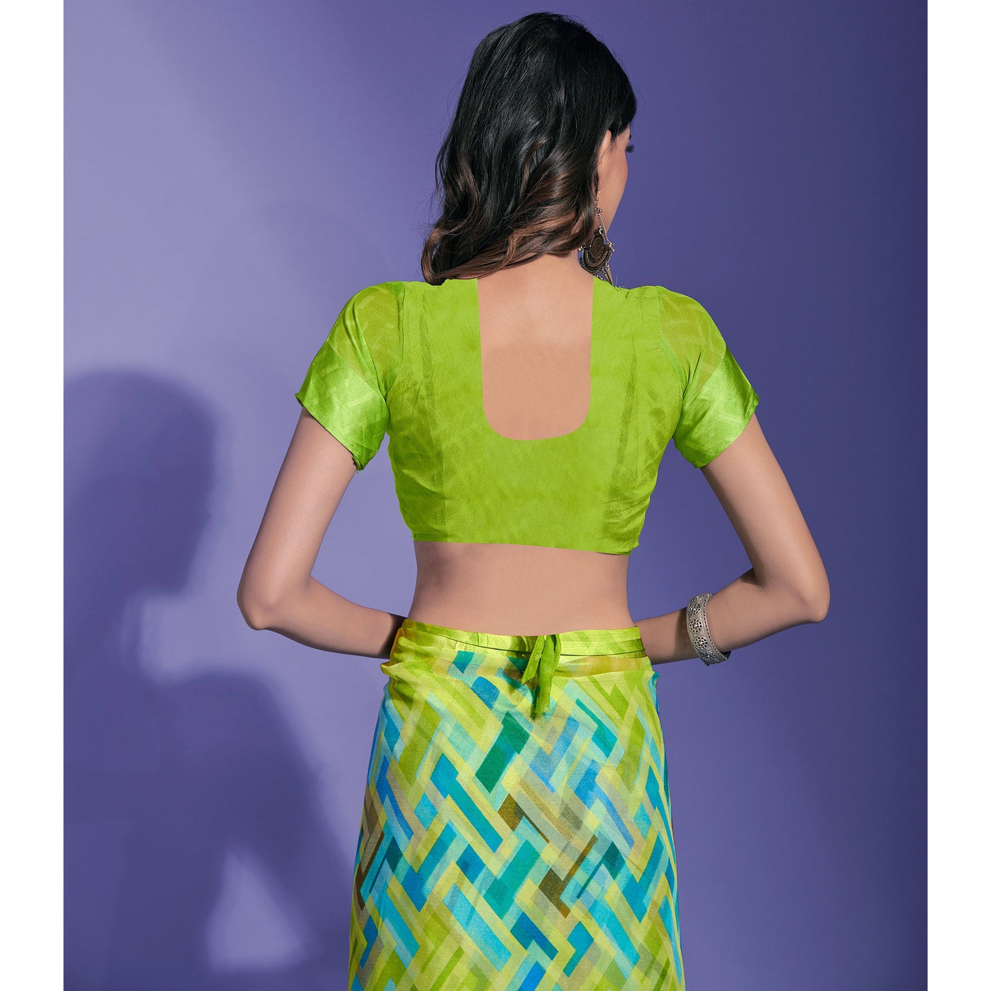 3green-geometric-printed-chiffon-saree
