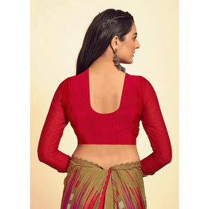 Chikoo Printed Georgette Saree With Swarovski Border