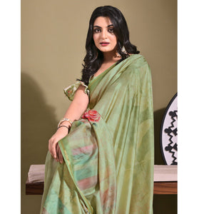 green-floral-digital-printed-tussar-silk-saree