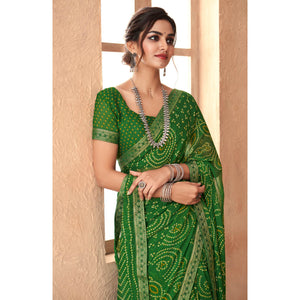 green-bandhani-printed-chiffon-saree-3