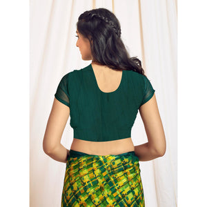 Lemon Green Printed Chiffon Saree