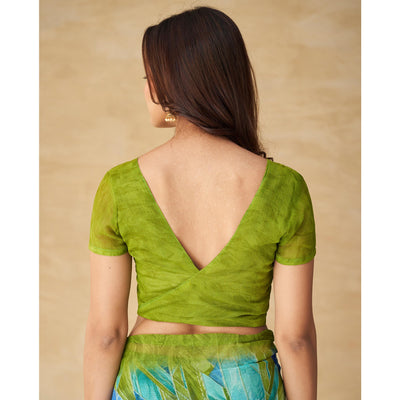 green-abstract-printed-chiffon-saree