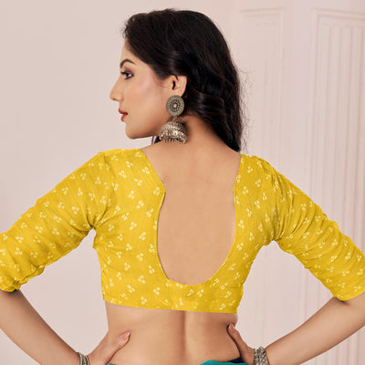 Lemon Yellow Bandhani Printed Chiffon Saree