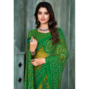 green-lemon-yellow-bandhani-printed-chiffon-saree
