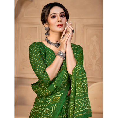 green-bandhani-printed-chiffon-saree-4