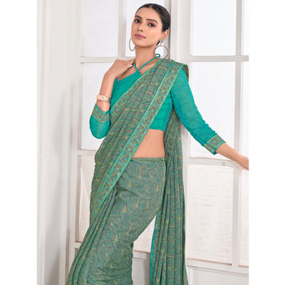 green-geometric-printed-chiffon-saree-with-lace-border-1