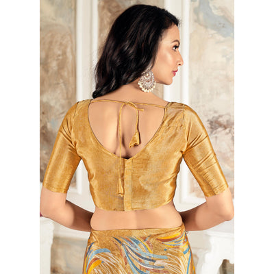 Chikoo Printed Crepe Silk Saree