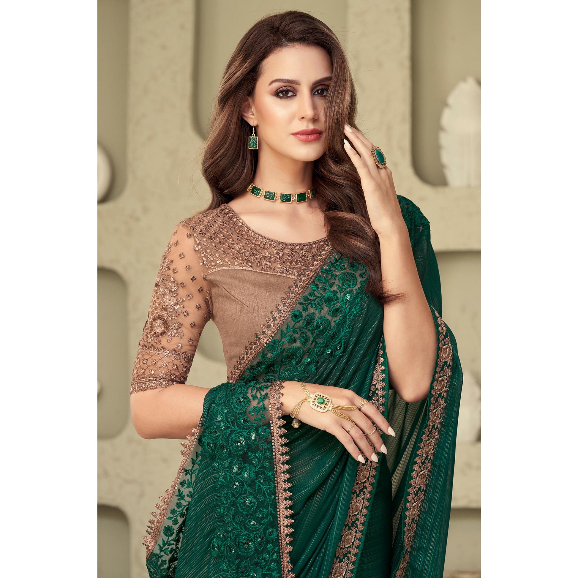 green-sequins-embroidered-georgette-saree-6