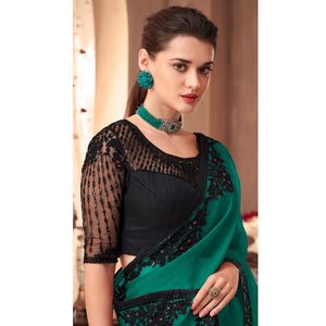 green-floral-embroidered-georgette-saree-1
