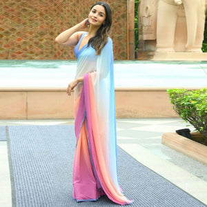 Multicolor Digital Printed Georgette Saree