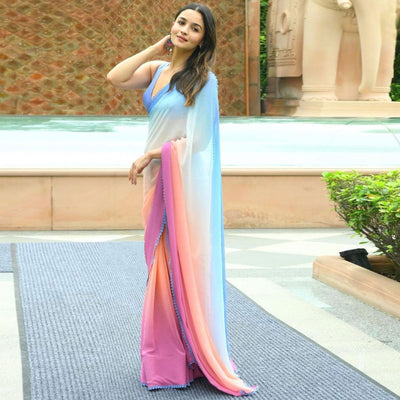 Multicolor Digital Printed Georgette Saree