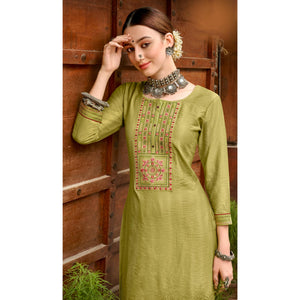 green-embroidered-viscose-kurti
