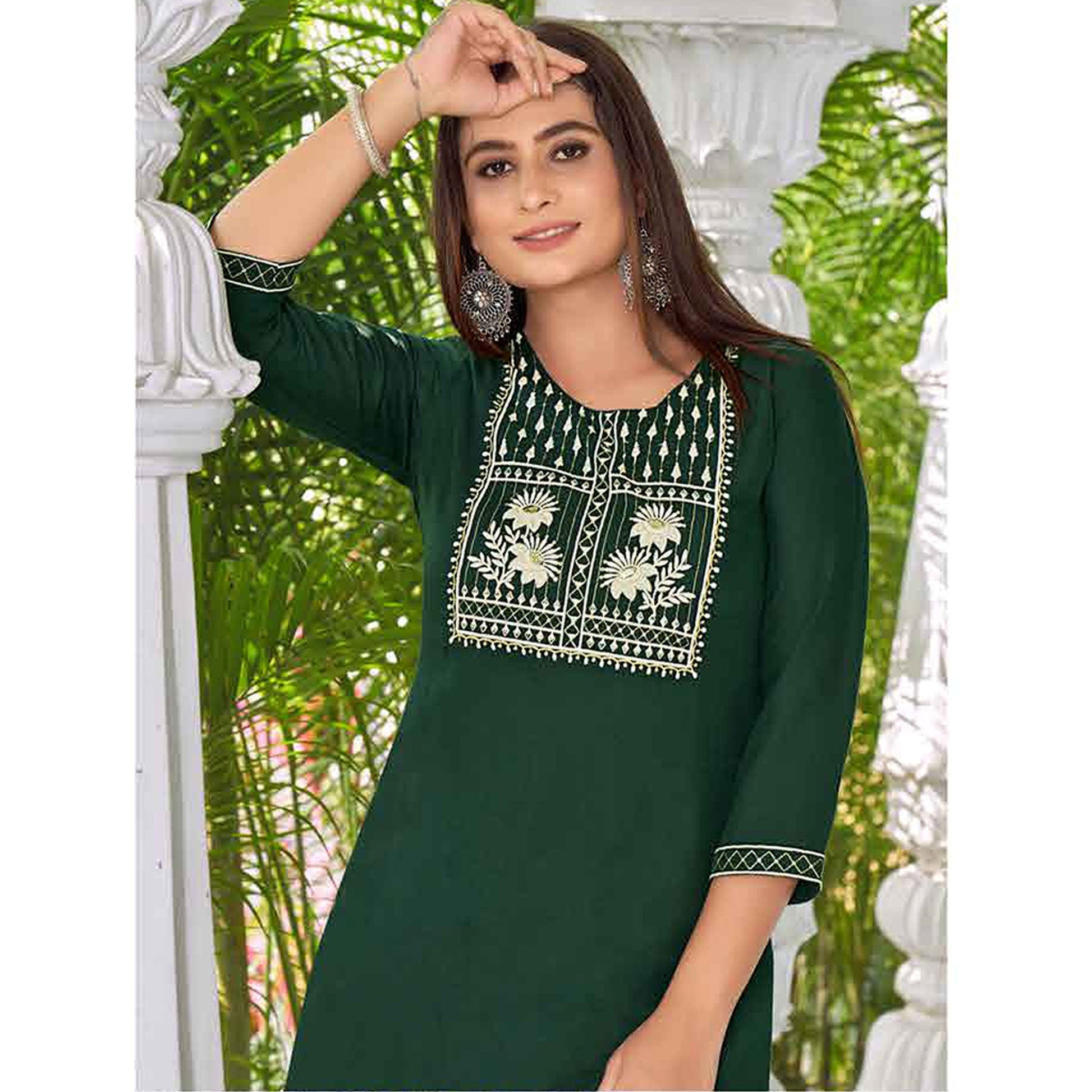 green-floral-embroidered-rayon-kurti-5