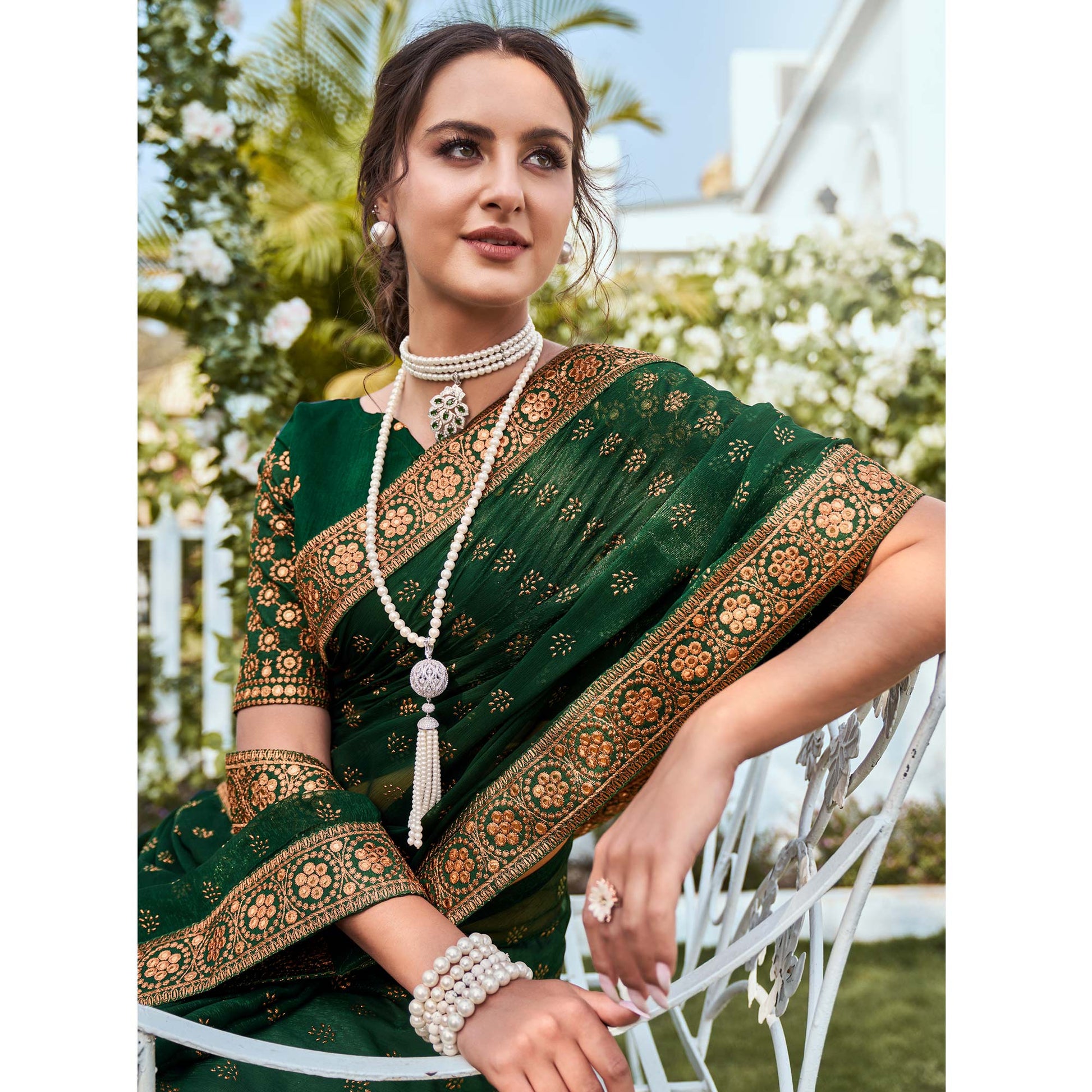 green-foil-printed-georgette-saree-with-embroidered-border-1