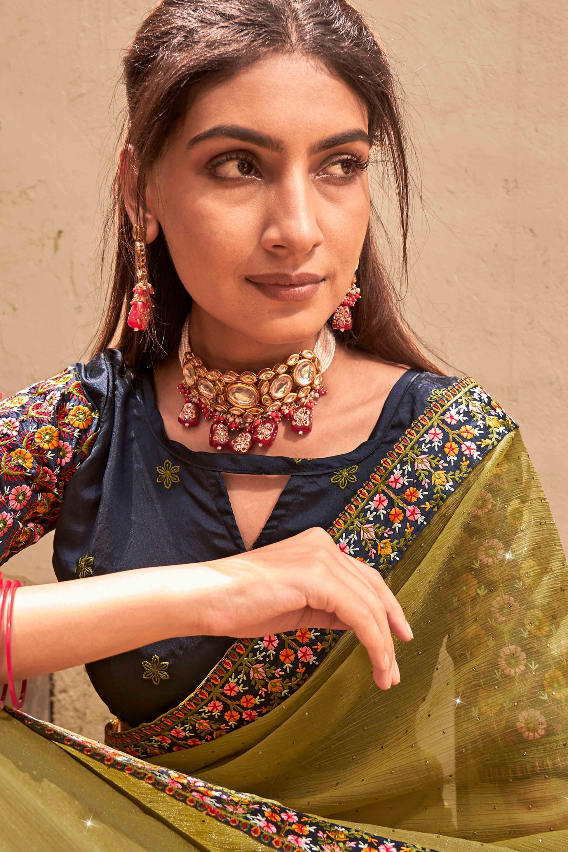 green-swarovski-work-embroidered-shimmer-saree