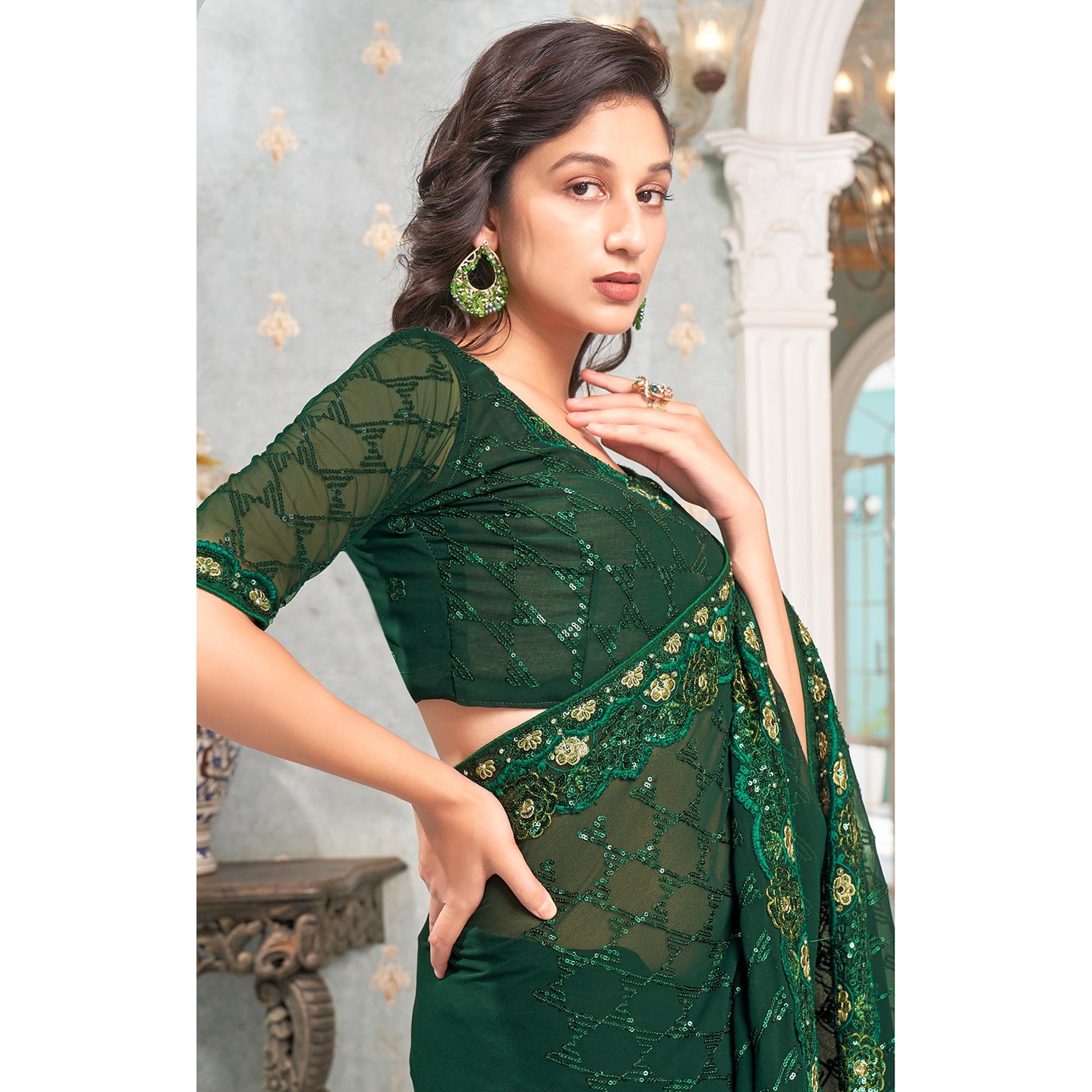 green-sequins-embroidered-georgette-saree-7