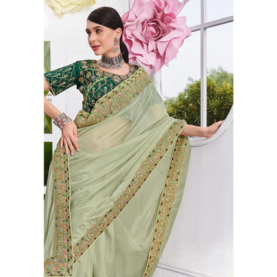 green-solid-with-embroidered-border-organza-saree