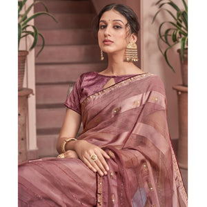 Mauve Swarovski Work Georgette Saree