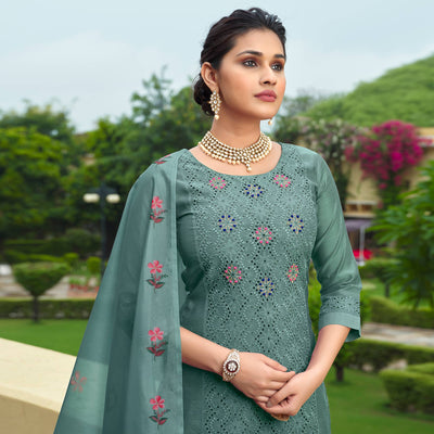 green-chikankari-work-cotton-silk-salwar-suit-1