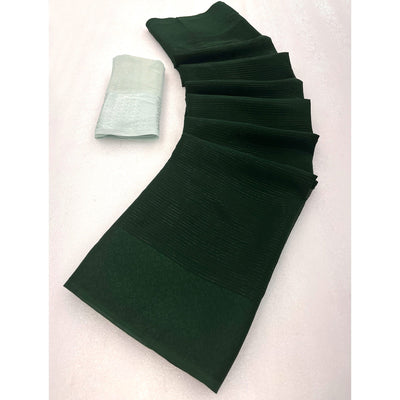Bottle Green Zari Woven Georgette Saree