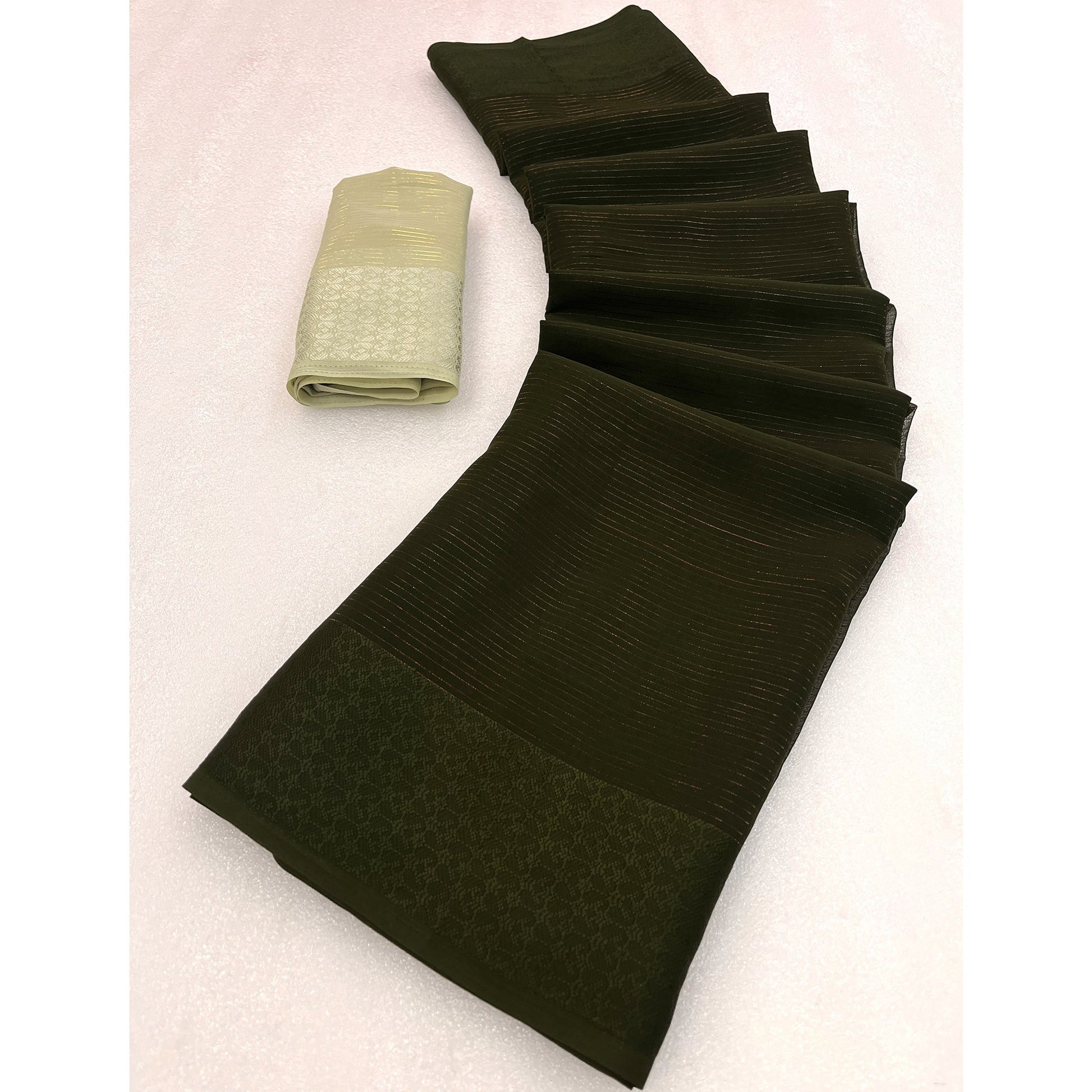 Mehendi Green Zari Woven Georgette Saree