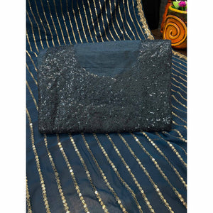 Morpich Sequins Embroidered Georgette Saree