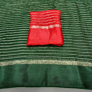 Bottle Green Woven Viscose Saree
