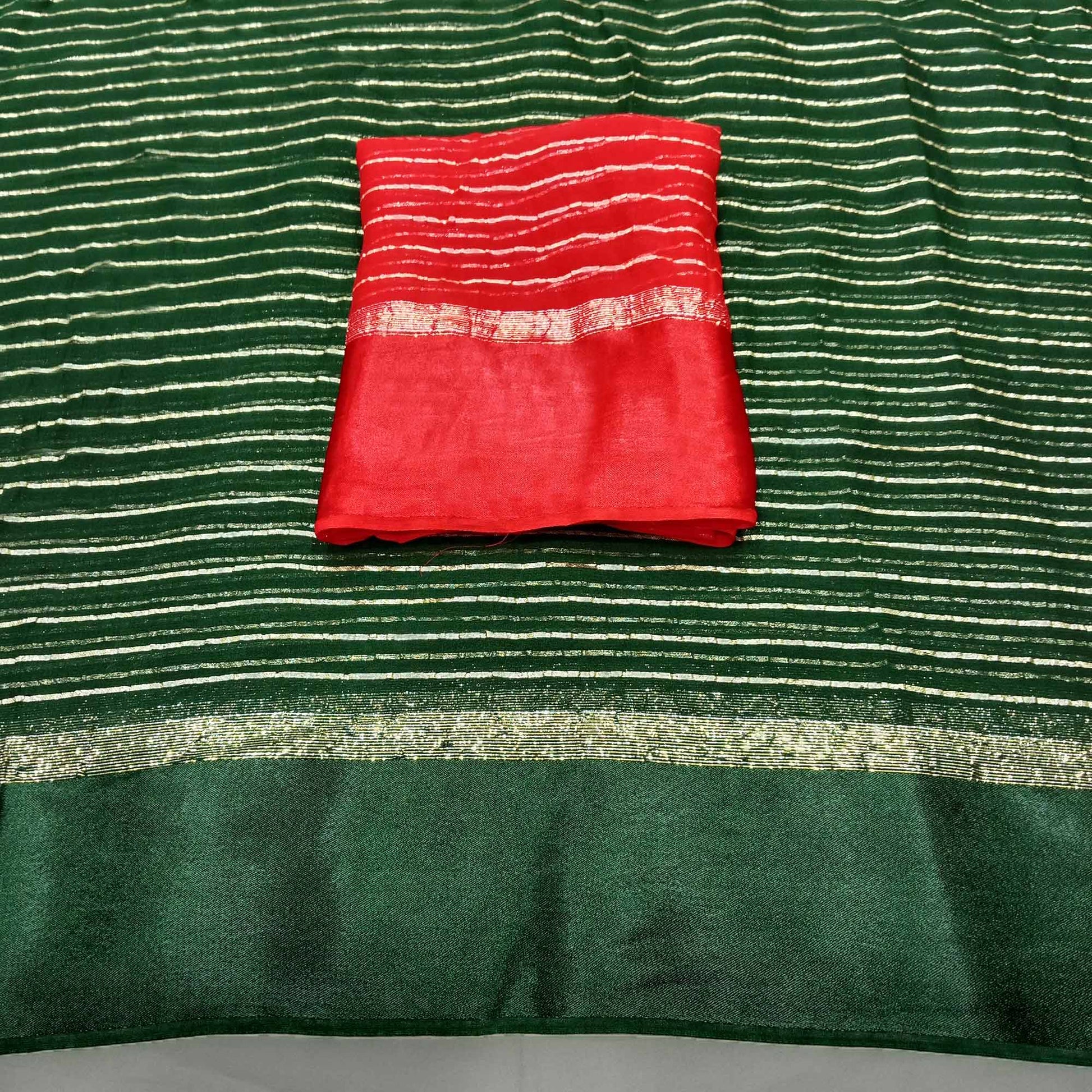 Bottle Green Woven Viscose Saree