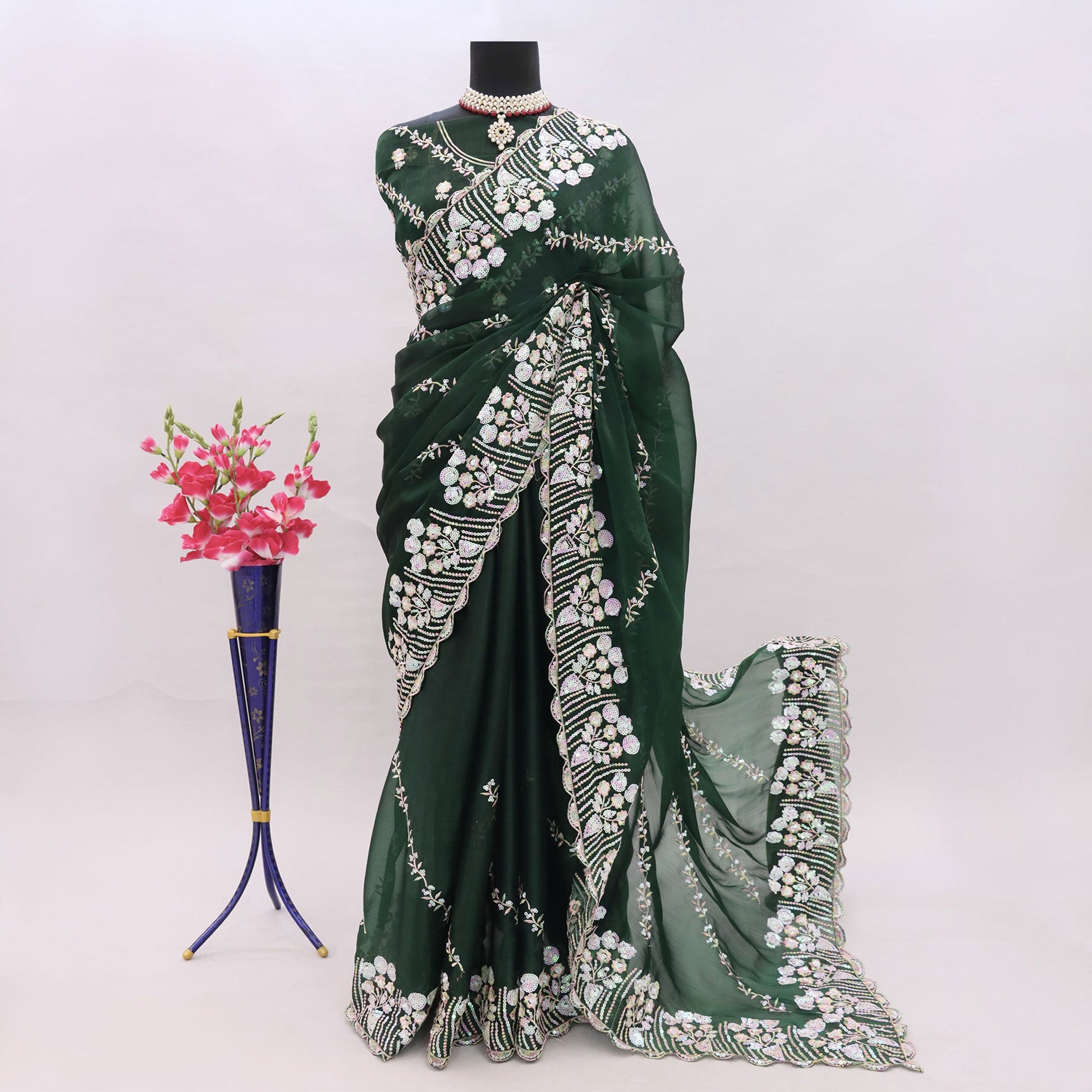 green-sequins-embroidered-chiffon-saree-3