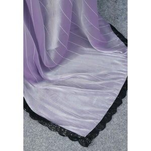 Lavender Sequins Embroidered Chiffon Saree