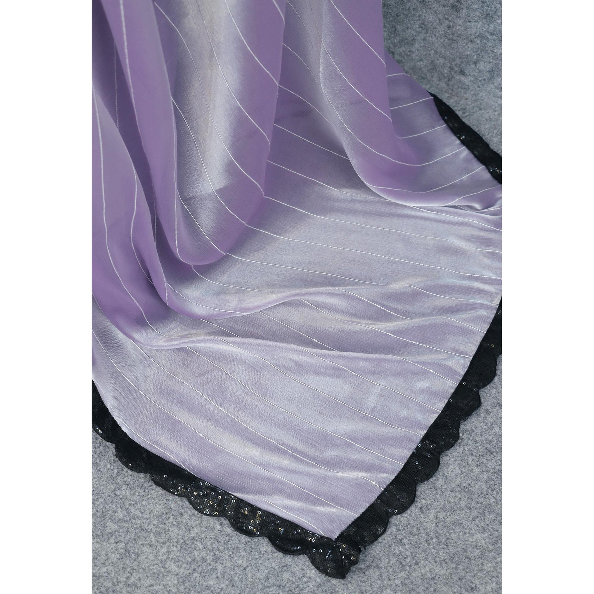 Lavender Sequins Embroidered Chiffon Saree