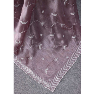 Dusty Mauve Sequins Embroidered Chiffon Saree