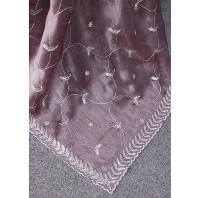 Dusty Mauve Sequins Embroidered Chiffon Saree