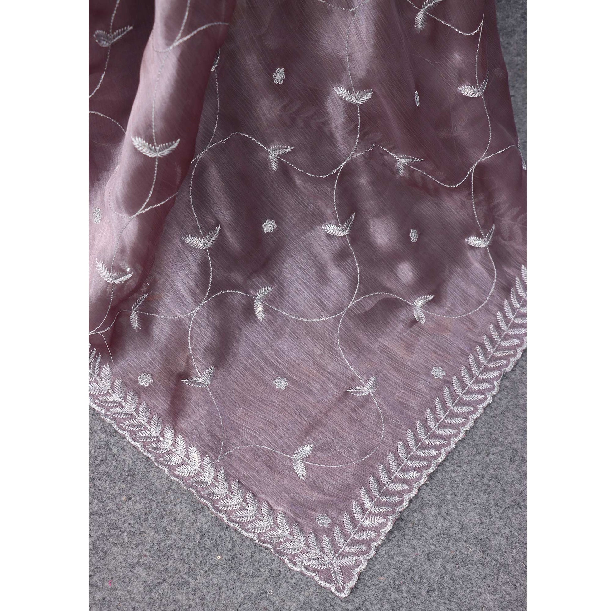 Dusty Mauve Sequins Embroidered Chiffon Saree