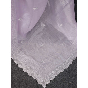 Lavender Sequins Embroidered Chiffon Saree