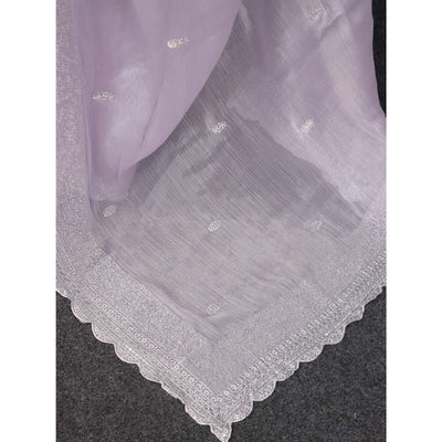 Lavender Sequins Embroidered Chiffon Saree