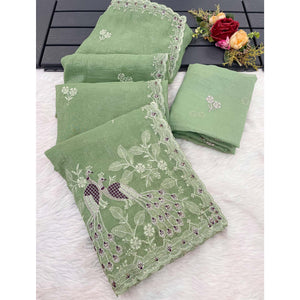 green-floral-sequins-embroidered-art-silk-crush-saree-4