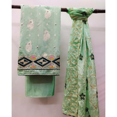 green-floral-woven-banarasi-silk-dress-material-4