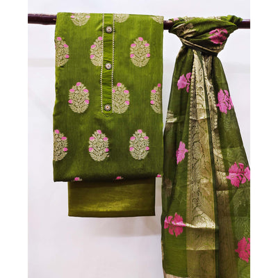 green-floral-woven-banarasi-silk-dress-material-2