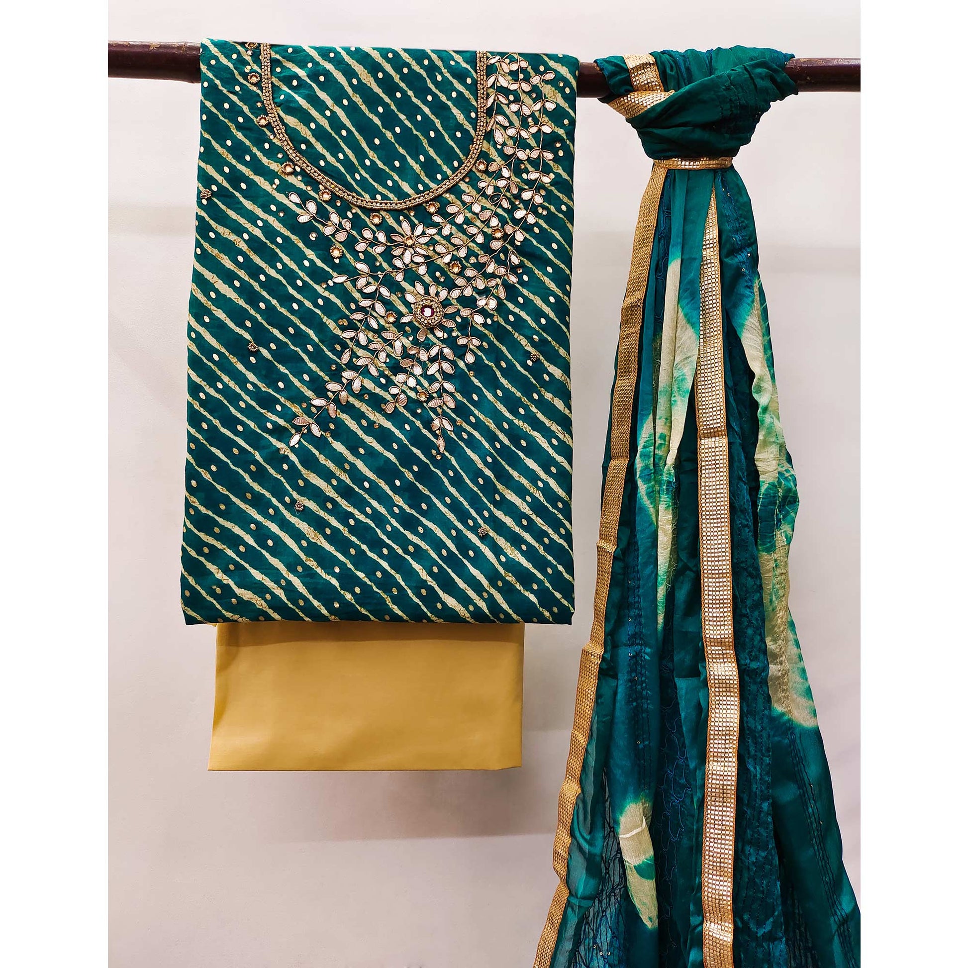 Morpich Printed With Handwork Pure Cotton Dress Material