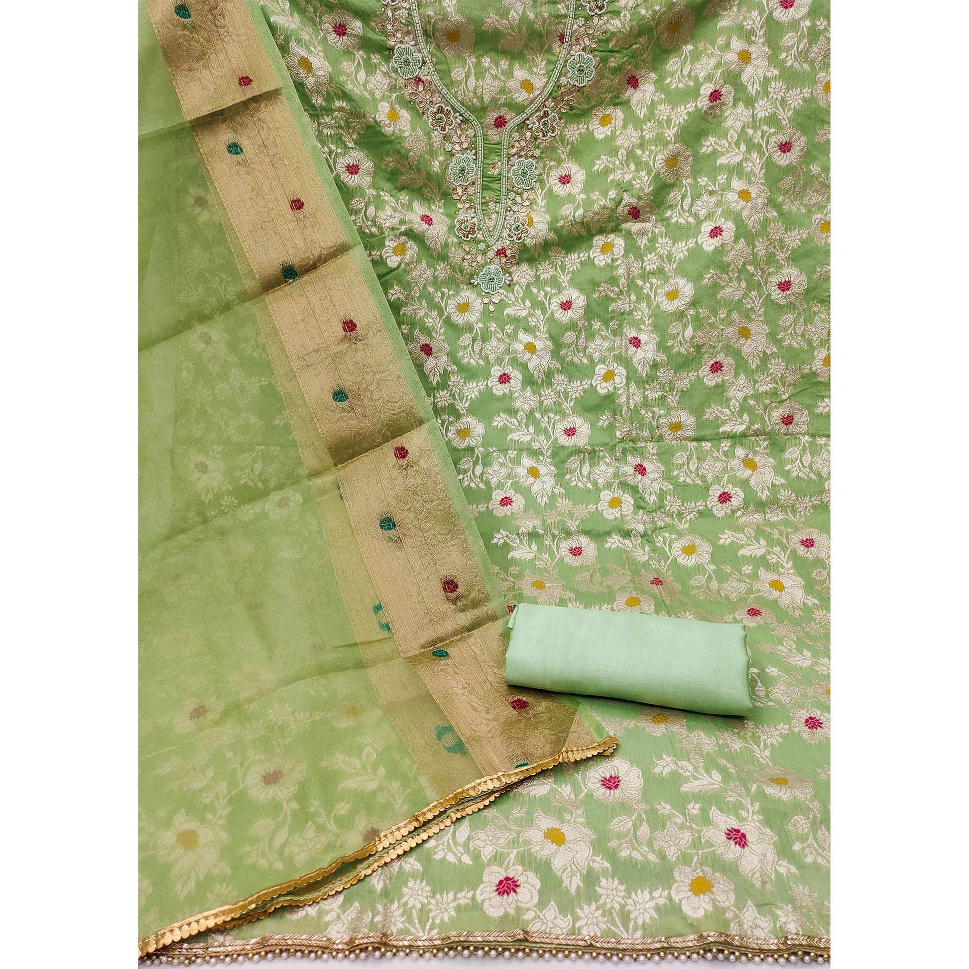 green-floral-woven-with-hand-embroidery-muslin-dress-material