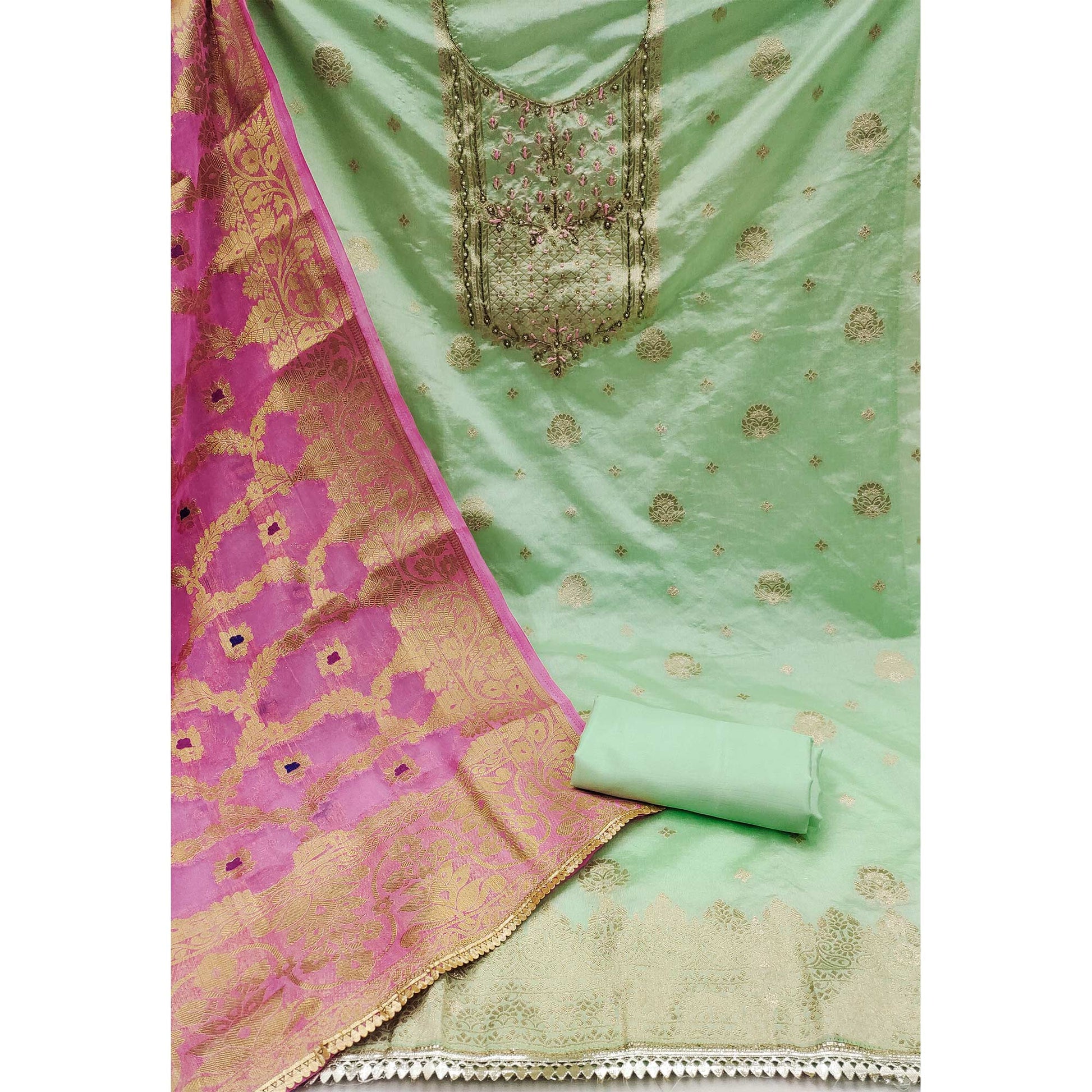 green-woven-with-hand-embroidered-chanderi-dress-material