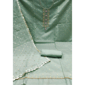green-woven-with-handwork-organza-dress-material-3