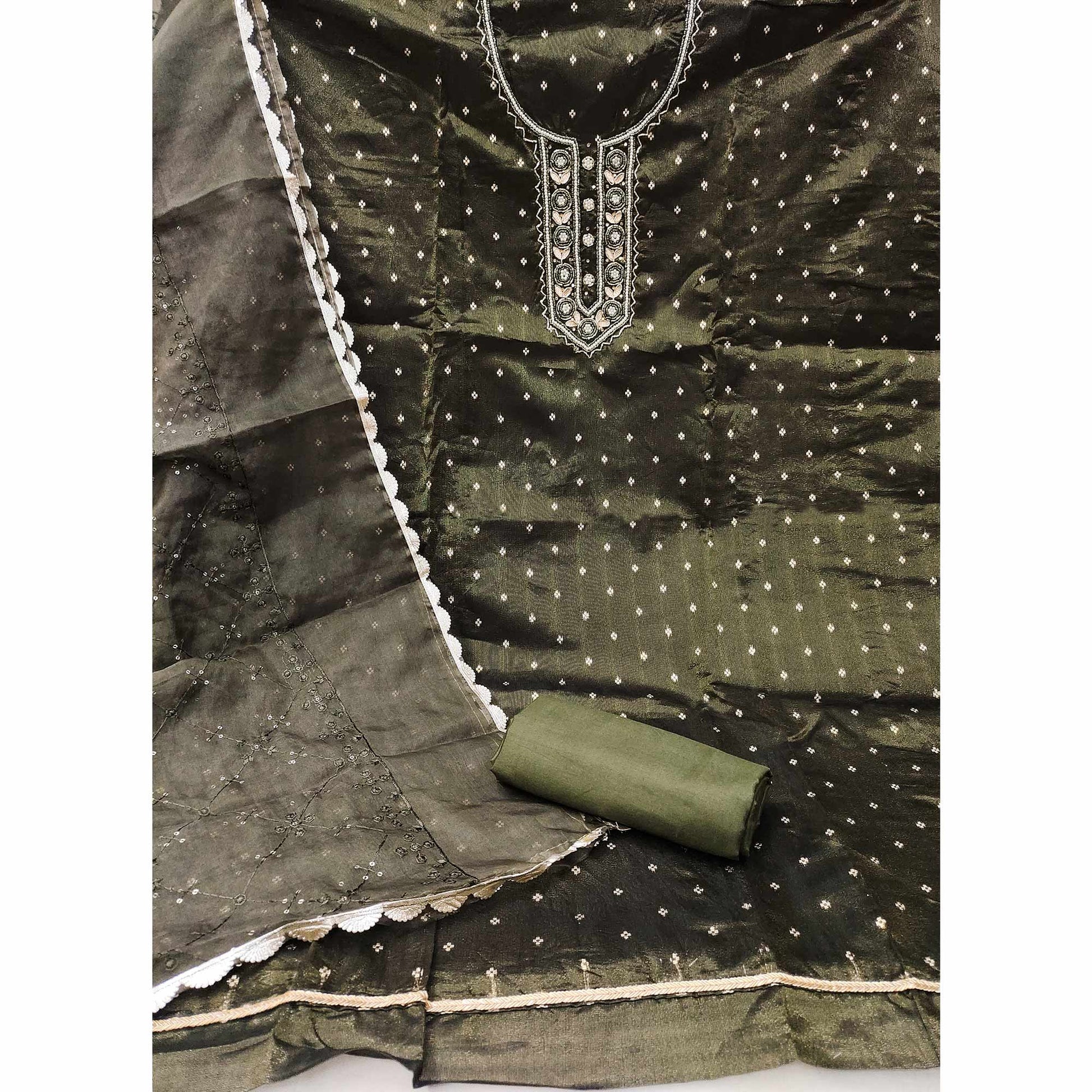 green-woven-with-handwork-organza-dress-material-4