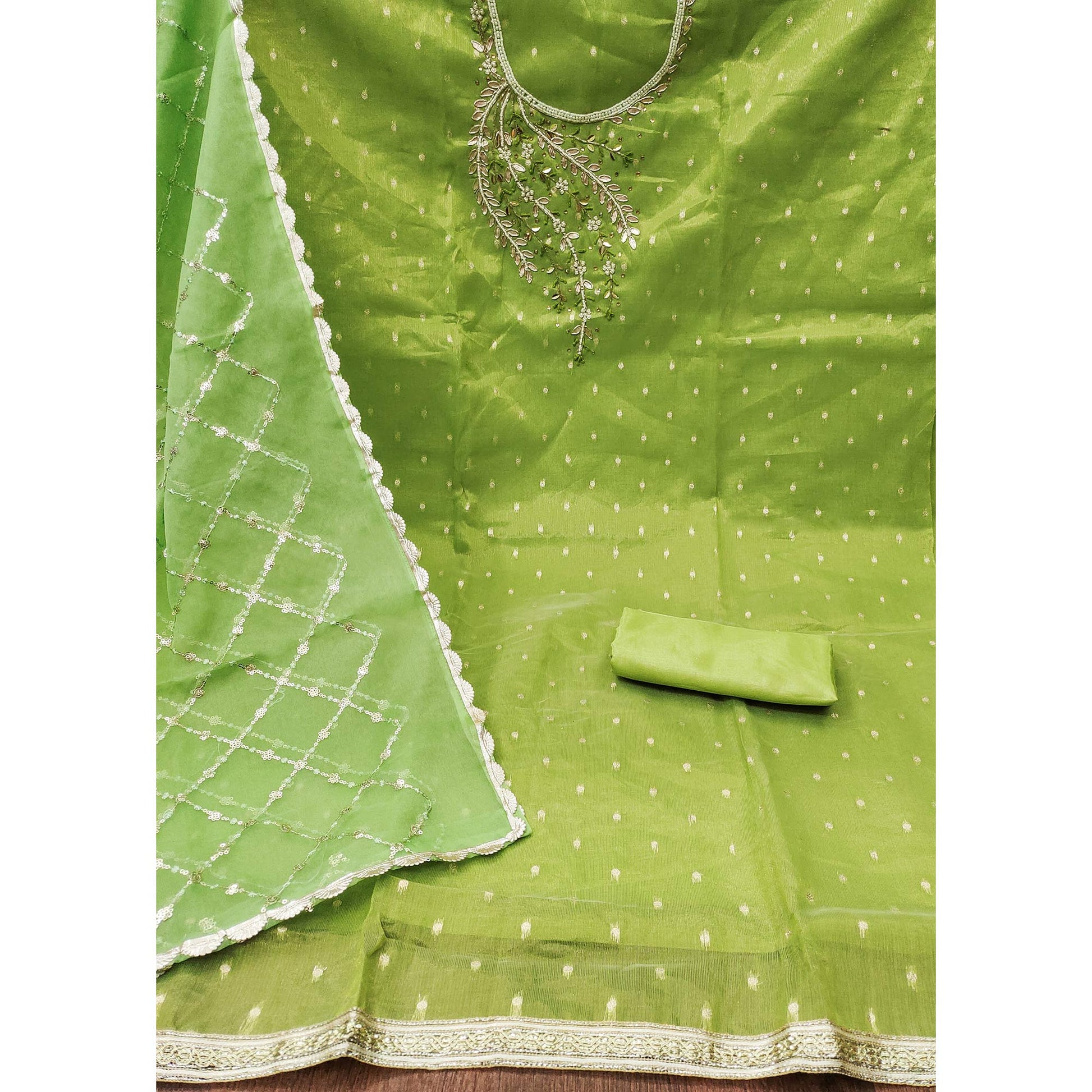green-woven-with-handwork-shimmer-banarasi-silk-material-material