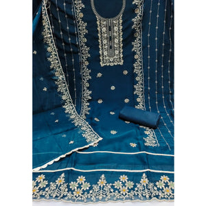 Morpich Floral Handwork Embroidery Viscose Organza Dress Material