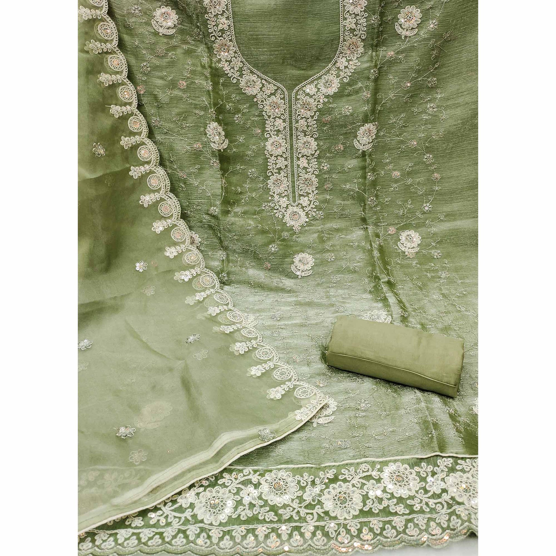 green-floral-sequins-embroidered-viscose-golden-crush-dress-material