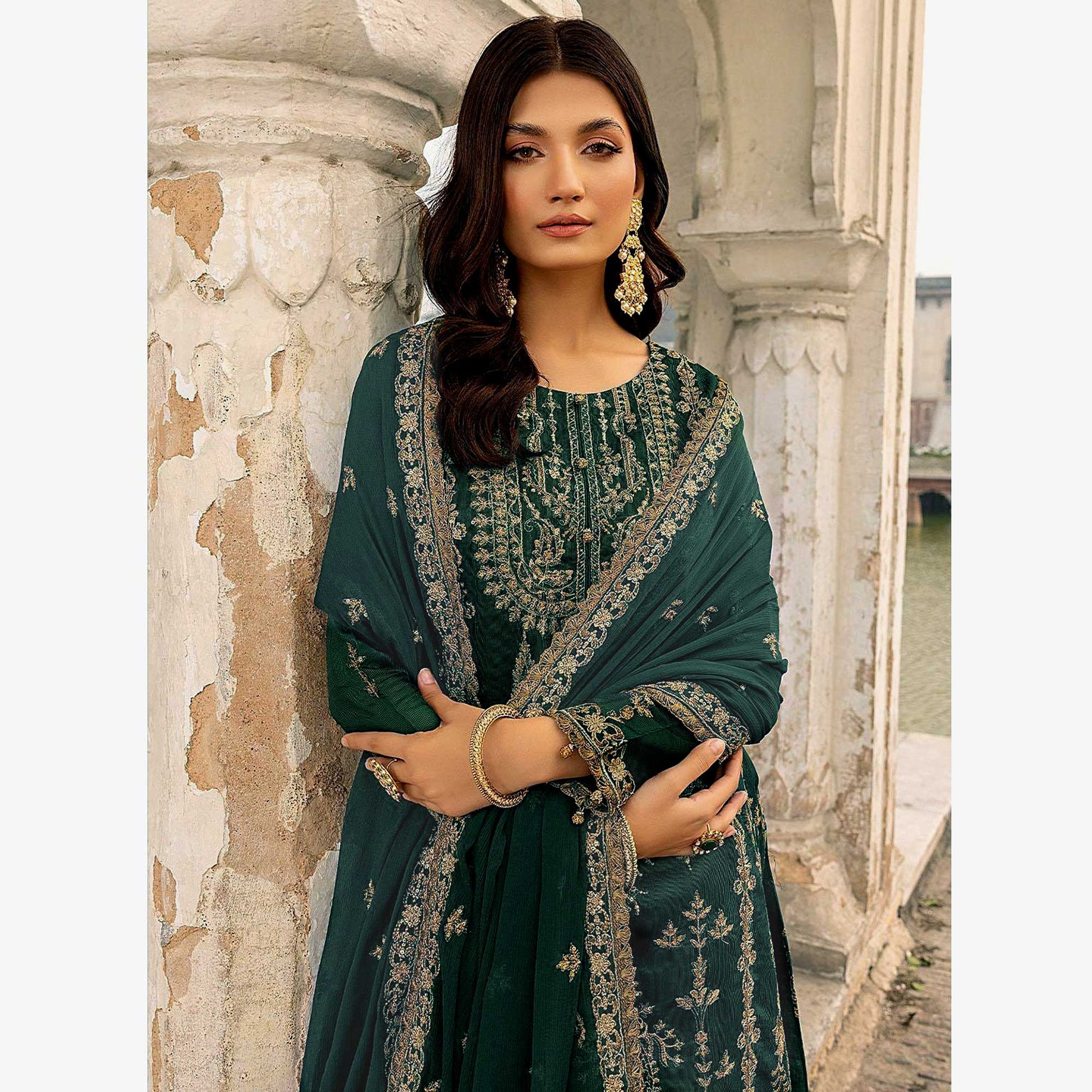 green-floral-sequins-embroidered-georgette-semi-stitched-suit-1