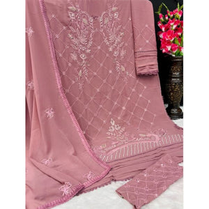 Mauve Heavy Embroidered Work Georgette Dress Material